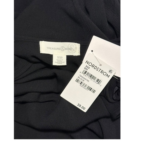 Treasure & Bond Black V-Neck Maxi Slip Dress XXS NEW - Picture 4 of 7